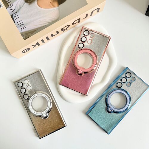 Applicable for Samsung S23 Ultra phone case, glitter 360 ring Samsung S24 anti-drop A34 protective cover A54