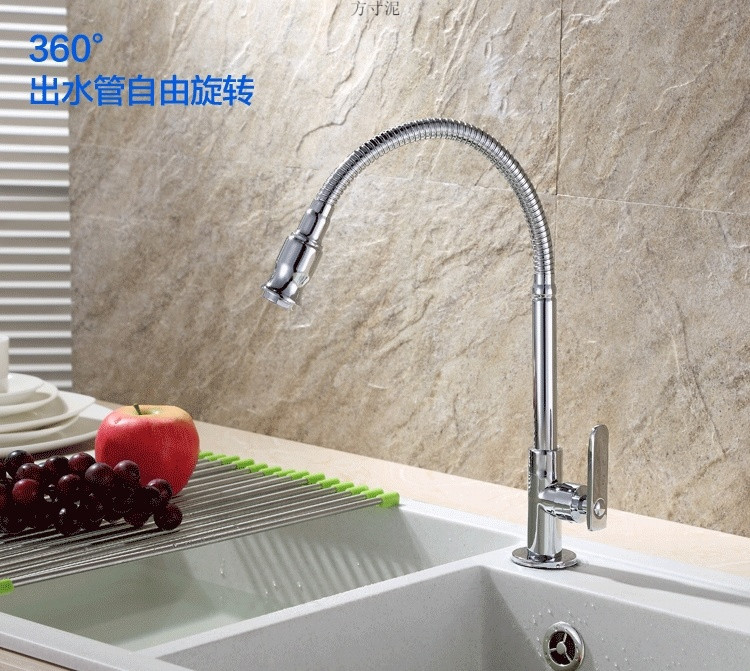 All-copper kitchen, stainless steel basin, water washing faucet, single-cold vegetable washing basin, balcony rotating sink faucet factory full figure