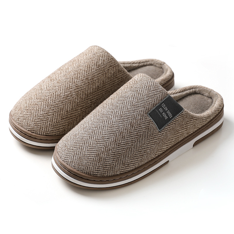 Lidani Extra Large Men's Cotton Slippers Autumn Winter Plush Warm Indoor Non-Slip Silent Couple Cotton Slippers Women_vogvips.com