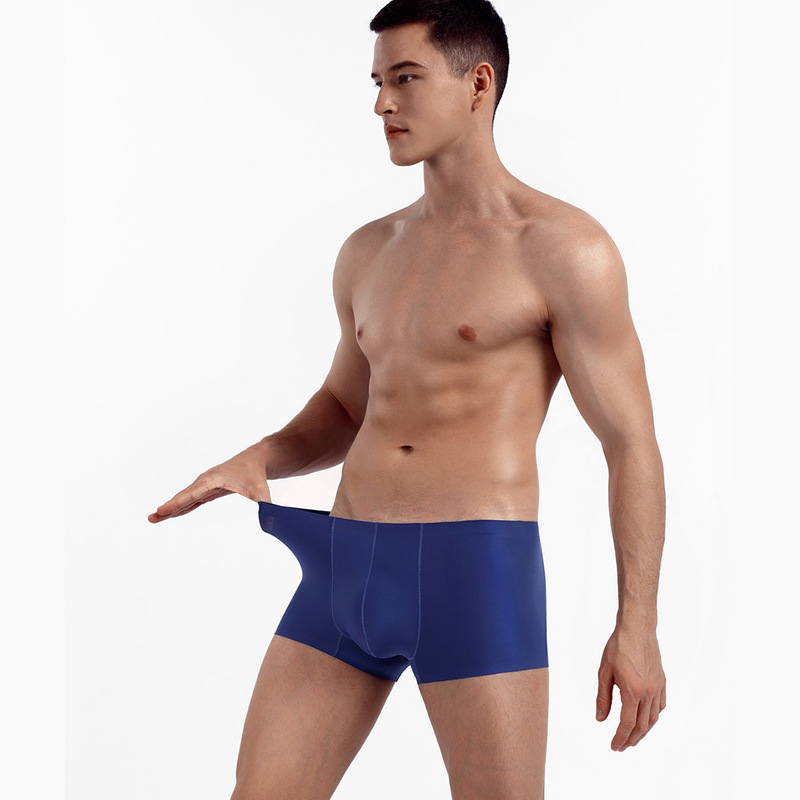 Men's underwear ice silk seamless boxers large size mid-waist breathable boxers men's youth sports flat shorts