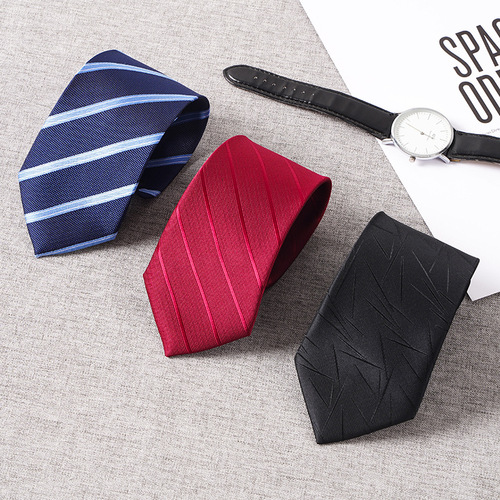 Zipper Tie-Free Men's Business Formal Suit 8cm Blue Striped Lazy Zip Tie