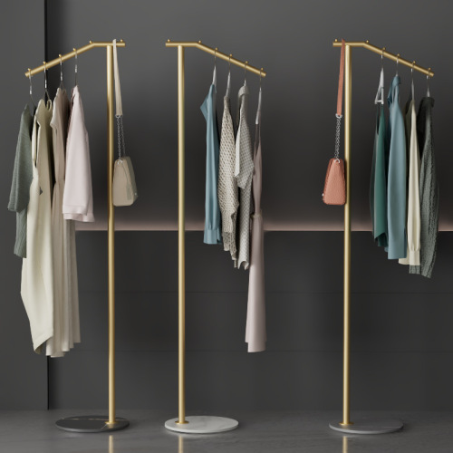 Simple modern household vertical space-saving metal clothes hanger bedroom living room floor-standing slate coat rack