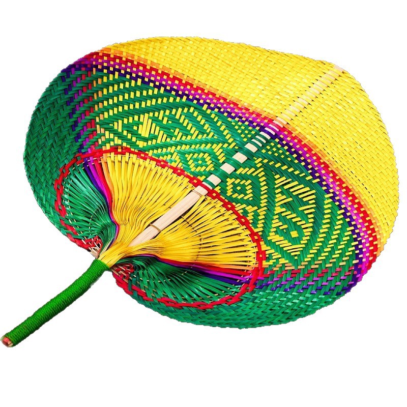 Vietnam tejo de caña puja ventilador de mano de verano tejo de color puja ventilador de baile colorido ventilador de mano de verano ventilador