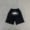 Black shorts (printed in white)