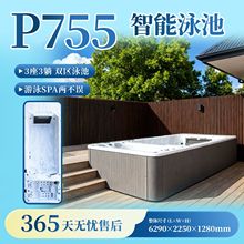 户外豪华恒温无边际嵌入式亚克力智能冲浪游泳池适合别墅酒店