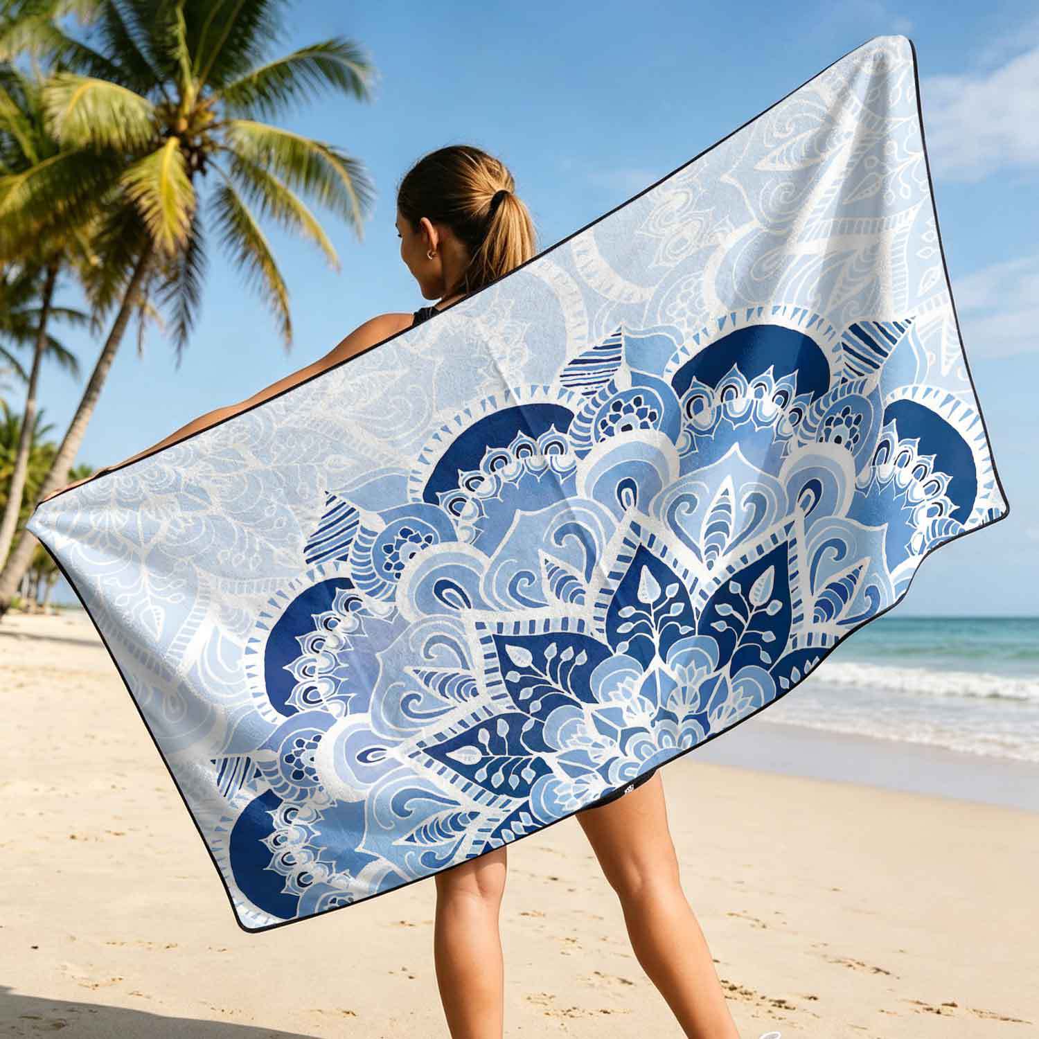 Printed bath towel and car seat cover 2-in-1, ultra-fine fiber outdoor beach and car dual-use universal seat cushion