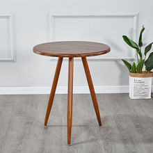 北欧简约木桌小户型金属原木小圆桌仿实木边几角几茶桌洽谈小圆桌