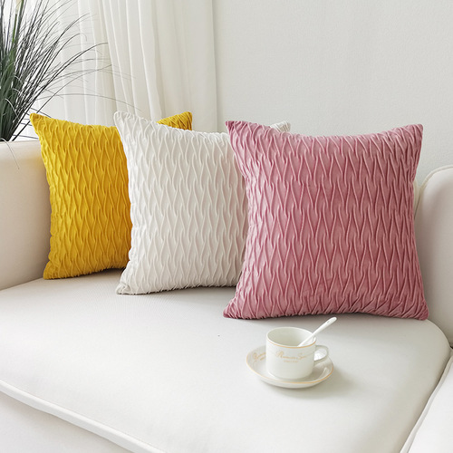 Modern simple solid color embossed pillow Dutch velvet sofa pillow cover bedside home cushion cover wholesale pillow cover