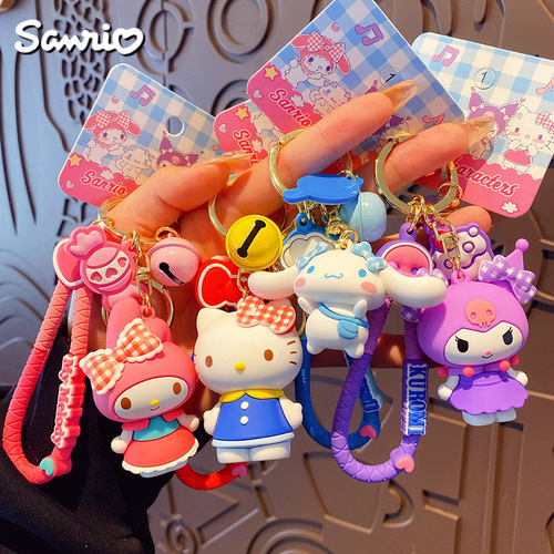 Genuine cartoon Sanrio frosty sweetheart Melody keychain female cute Kuromi big-eared dog school bag pendant