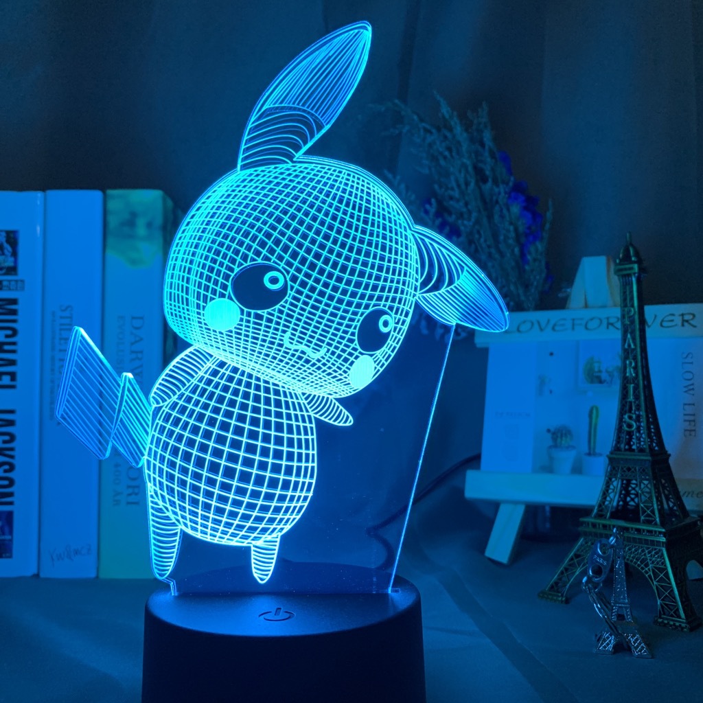 Baokemeng Pikachu 3D luz de la noche LED producto creativo mascota elfo regalo lámpara Mesa mágica bebé