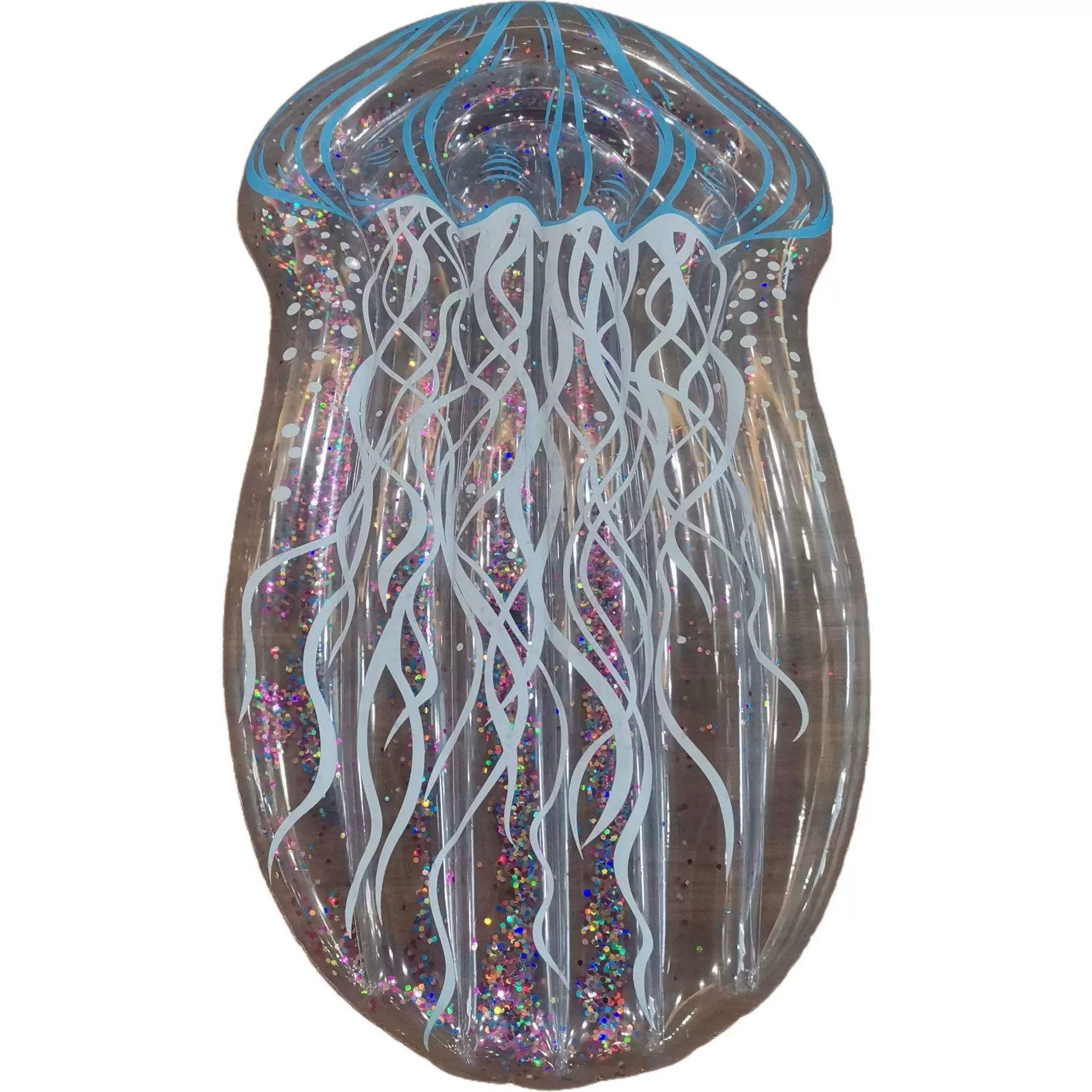 供应跨境外贸独立站充气水母浮排PVC透明浮床座圈水上浮水上浮床