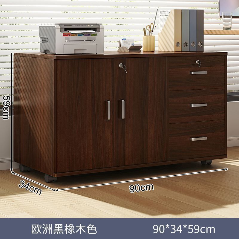 [서랍 3개, 잠금장치가 있는 문 2개] 블랙오크 색상 90*34*58cm