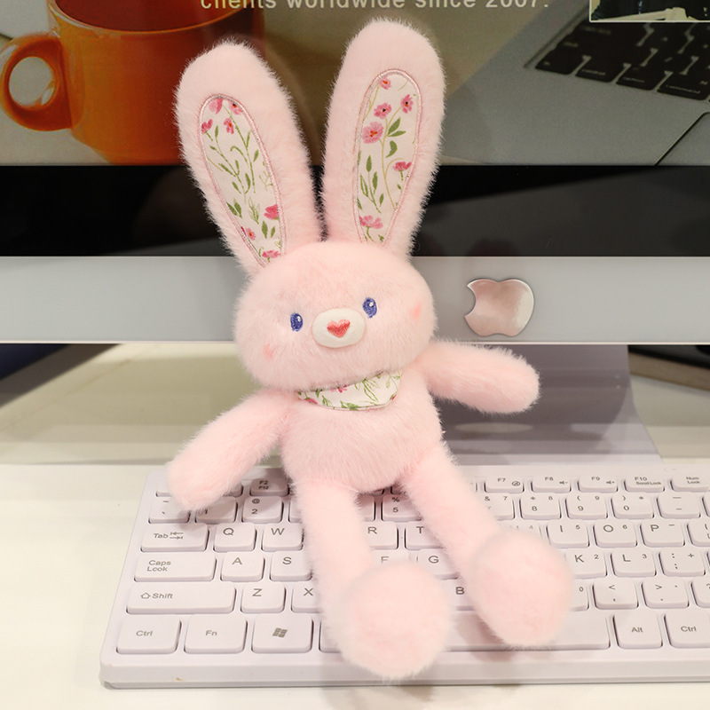 Douyin 新しいプルウサギ耳ぬいぐるみキーホルダードーパミンウサギ人形ペンダント耳ウサギペンダント|undefined