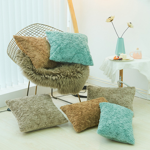 Xuai thickened plush brushed flower sleeping pillowcase living room back pillowcase simple core-free pillowcase