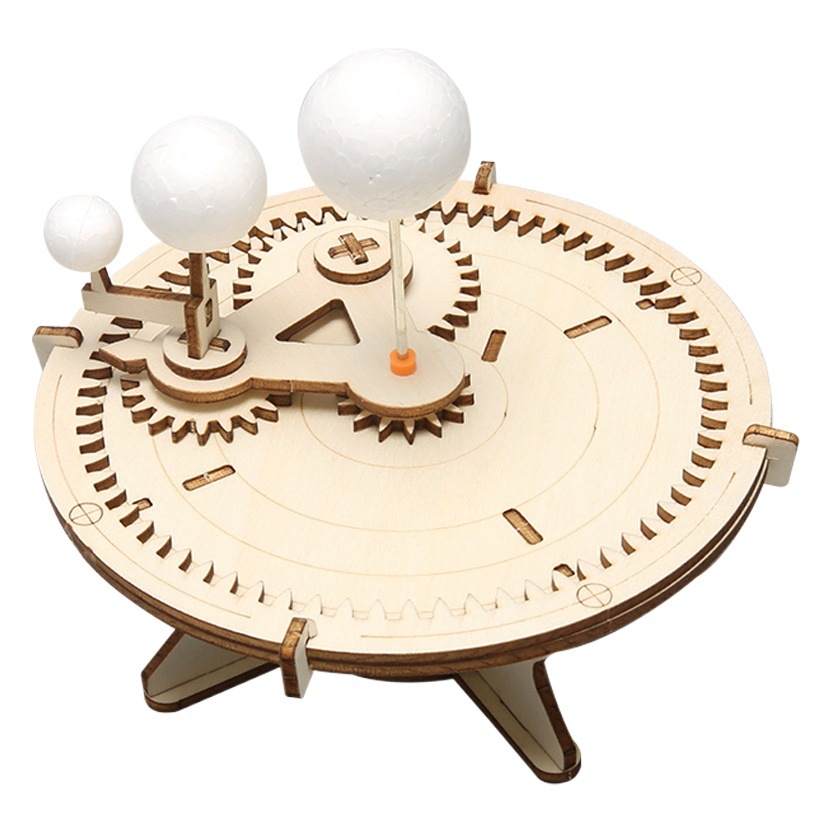 Instrumento de tres bolas de madera hecho a mano DIY planeta instrumento espacial Sol Tierra Luna Vinculación Tecnología pequeña producción experimento científico
