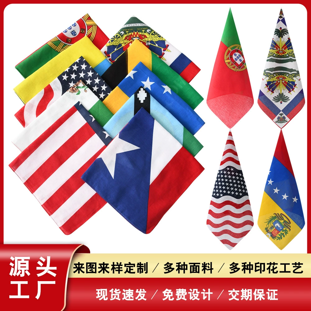 Европейский и американский хип-хоп Cotton Street тренд персонализированный флаг квадратный шарф фабрика оптовая продажа панк езда спортивный шарф Тюрбан