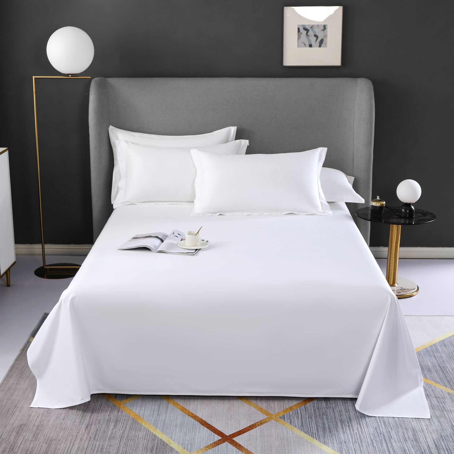 Hotel Four-Piece Bedding Set 60 Count Pure Cotton White Hotel Bed Bed Sheets Quilt Cover Hotel B&B Linen