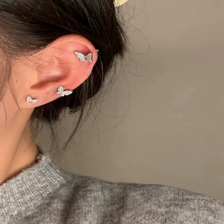 小巧精致锆石蝴蝶耳钉女高级感个性时尚气质优雅精致百搭耳环耳饰