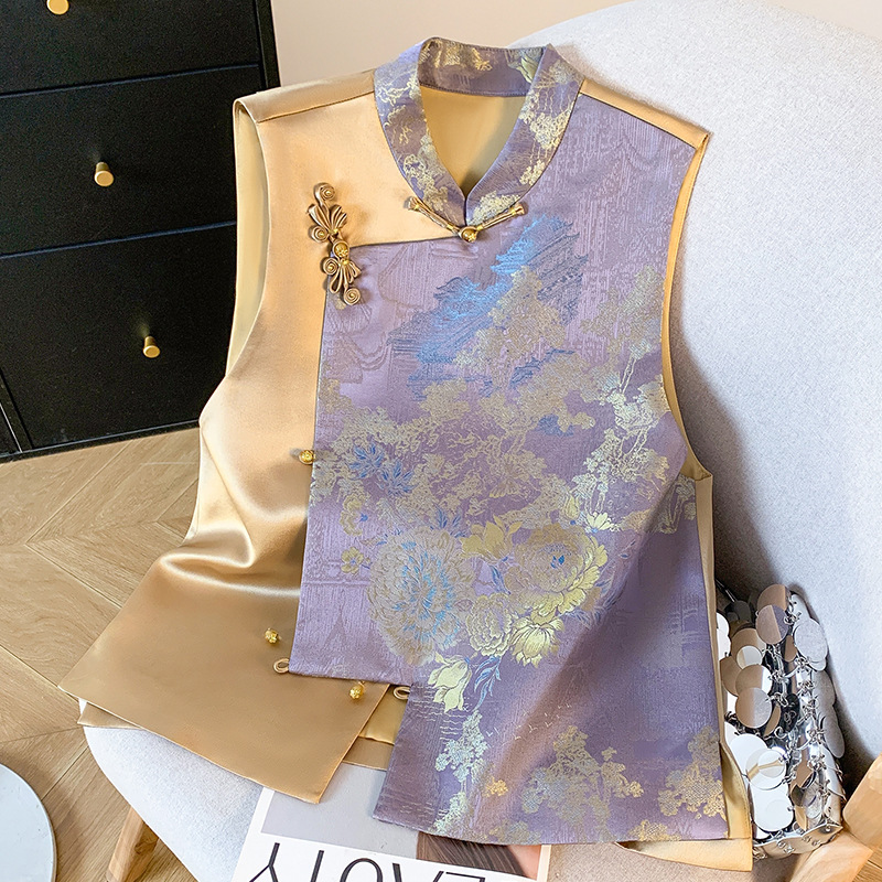 New Chinese Ancient Style Women's Vest High-end National Style Buckle Waistcoat Retro Jacquard Modified Tang Suit Vest