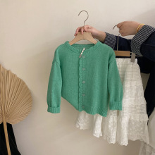童装儿童针织开衫花边领2025春秋季新款碎花连衣裙衣服长袖套装