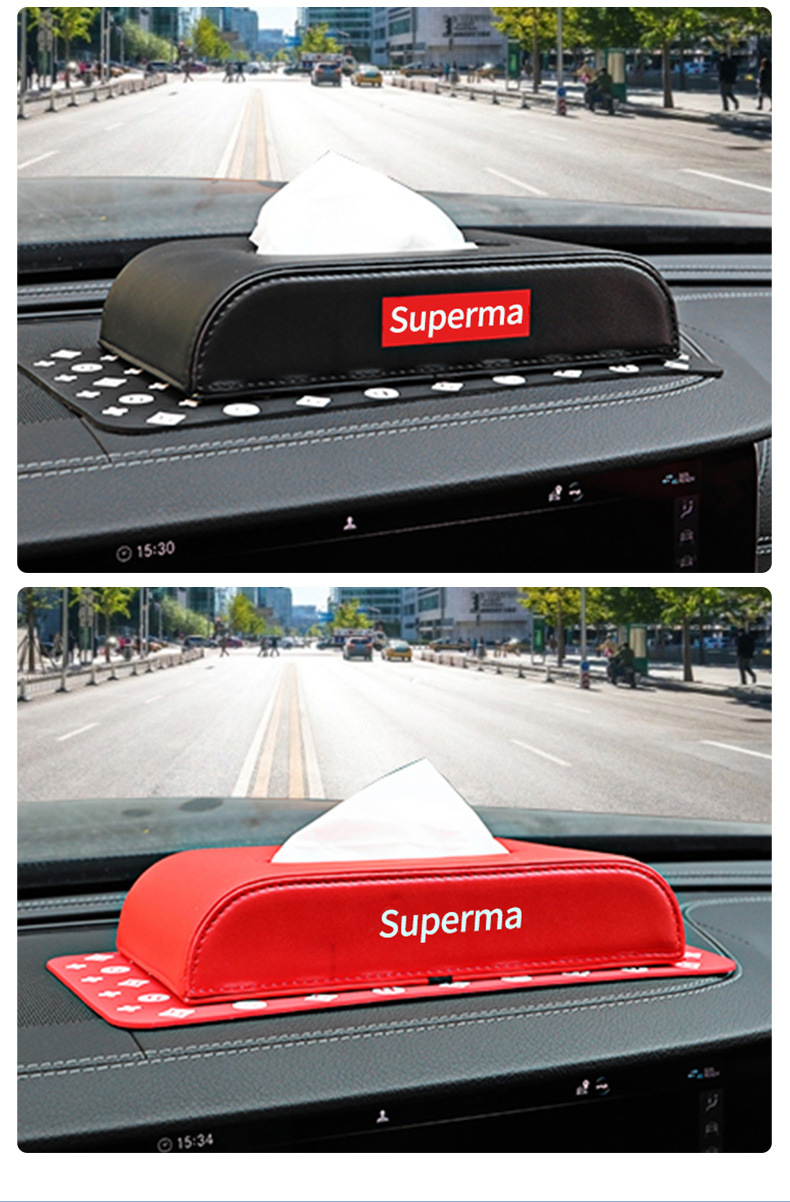Car tissue box Internet celebrity leather fashion brand car tissue box advanced sense sun visor hanging car tissue box