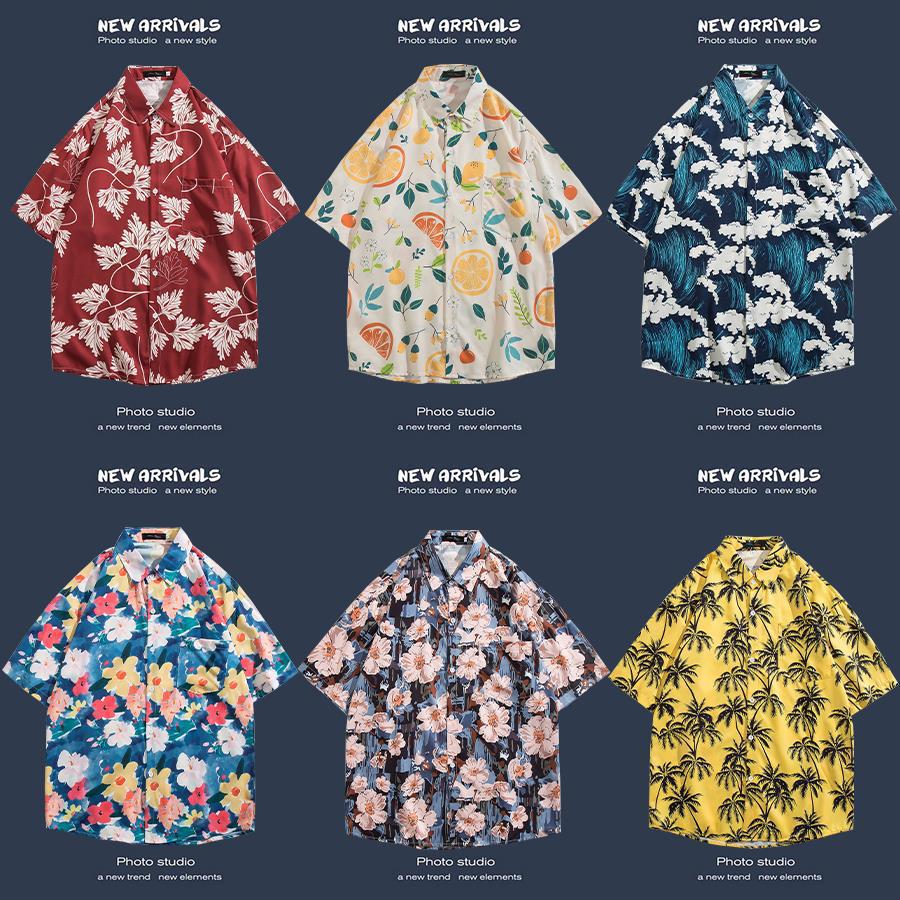 Short-sleeved floral shirt Hainan Island Beach Port Style Sanya Xia Wei Style Thailand Travel Men's Casual Loose Jacket