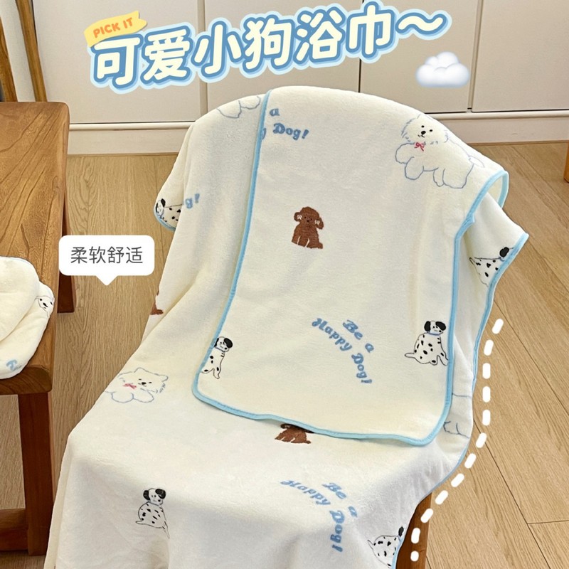 漫画の子犬 肌に優しいフェイスタオル 吸水速乾ラップバスタオル 女性用ヘアドライキャップ バスタオル かわいい3枚セット|undefined