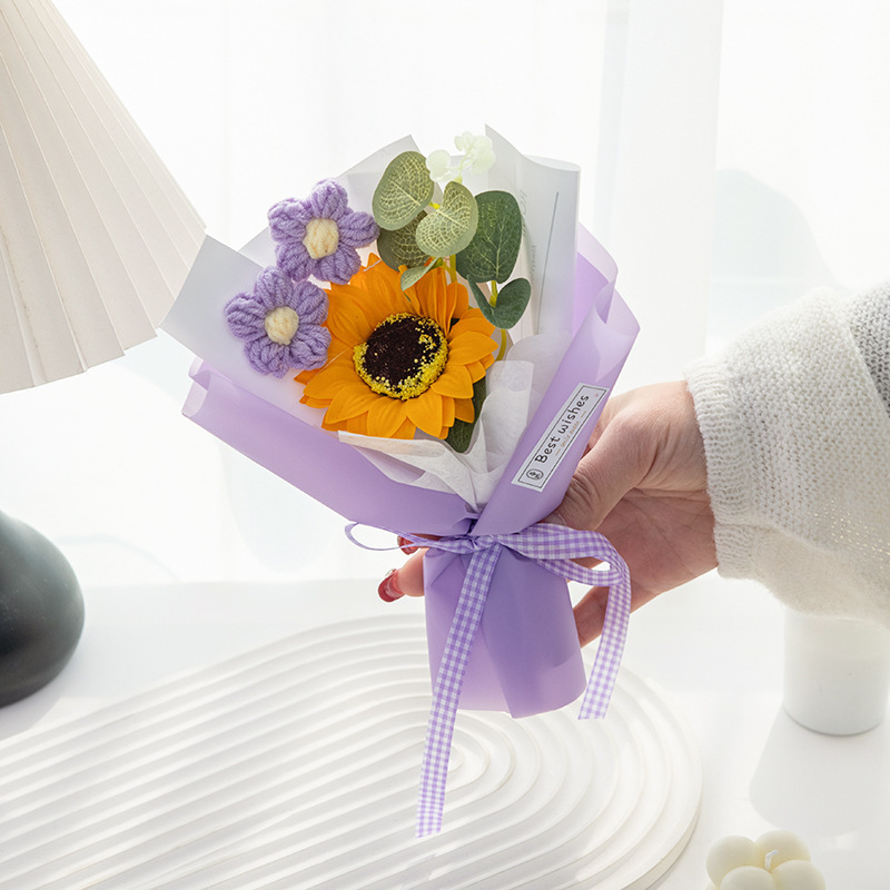 混搭泡芙向日葵花束纯手工制作花束跨境仿真花束教师节送老师同学|undefined
