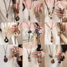 新中式编织花朵项链女款小众设计感国风choker锁骨链复古长款配饰