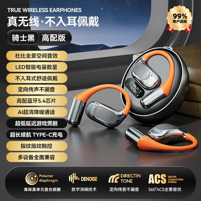 2025新型bluetoothイヤホン両耳騒音低減無線ows耳掛け式運動高音質回転ココナッツボール|undefined
