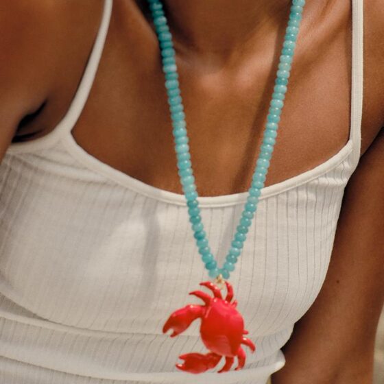 European and American Cross-border Seaside Holiday Style Red Crab Beaded Necklace Design Sense Dopamine Simple Cartoon Cute Necklace