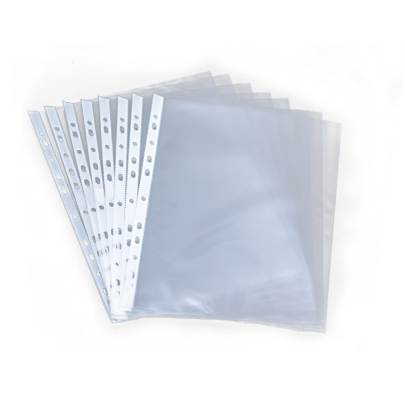 Bolsa de archivos Youmi W11001C Bolsa de protección de archivos de 11 agujeros Bolsa de información de hojas sueltas transparente de plástico A4