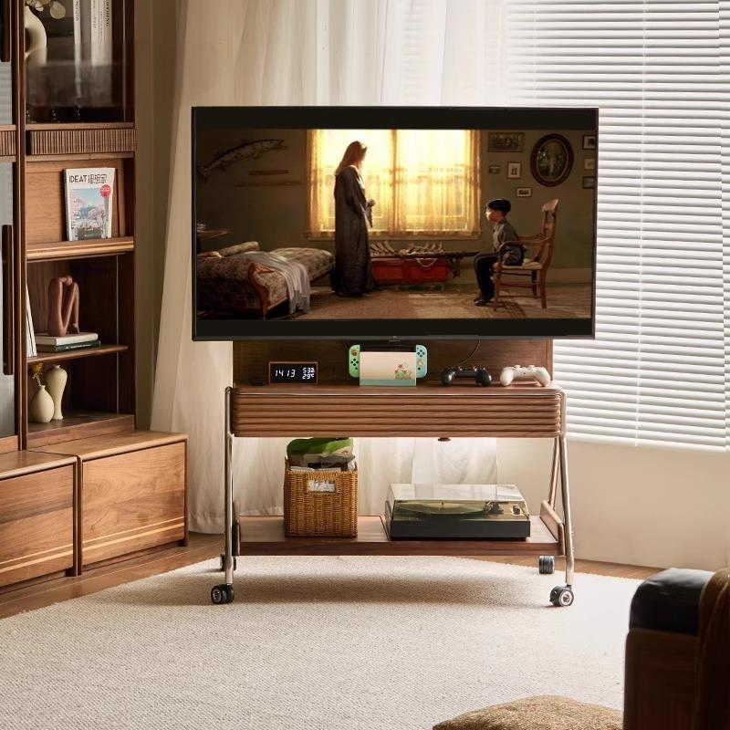 All Solid Wood Tv Cabinet Walnut Color Removable Tv Stand Home Modern Simple Solid Wood Small Apartment Tv Stand