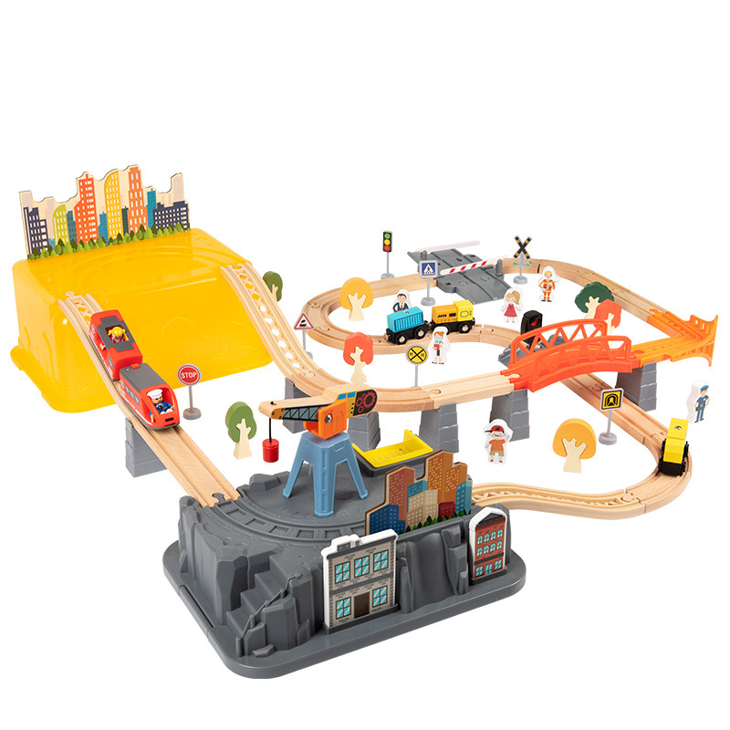 Children's Road Building Puzzle City Map Scene Assembly City Train Toy Track 80-Piece Combination Wholesale