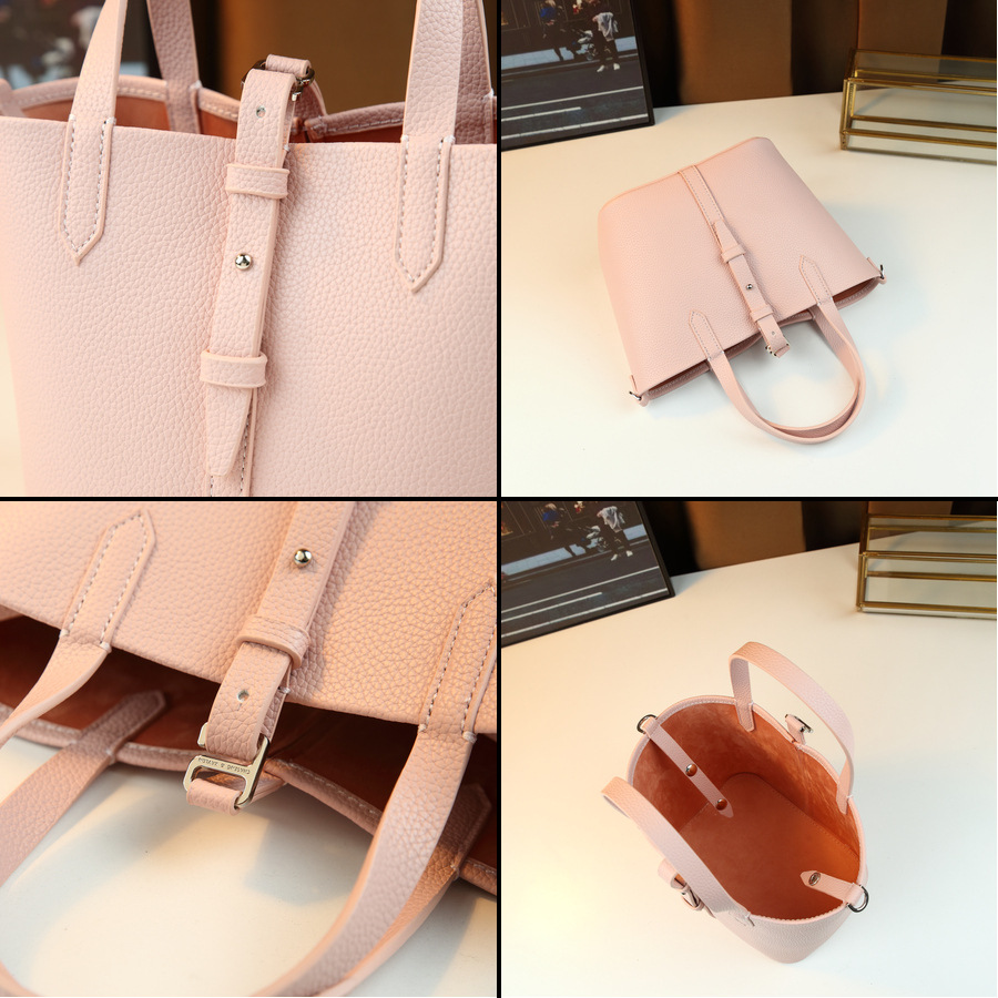 Lychee Pattern Women's Handbag Solid Color Bucket Bag Versatile Shoulder/Crossbody Bag For Commuting PU Leather Zipper Closure Medium Size_voghion.com
