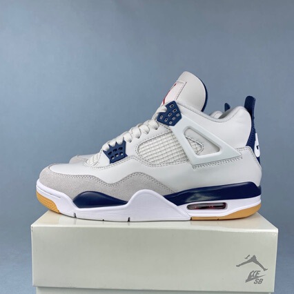Men's Shoes Aj4 Basketball Shoes Sbxaj4 Men's Sports Shoes Navy Blue Casual Practical First-Layer Cowhide Men's and Women's Shoes