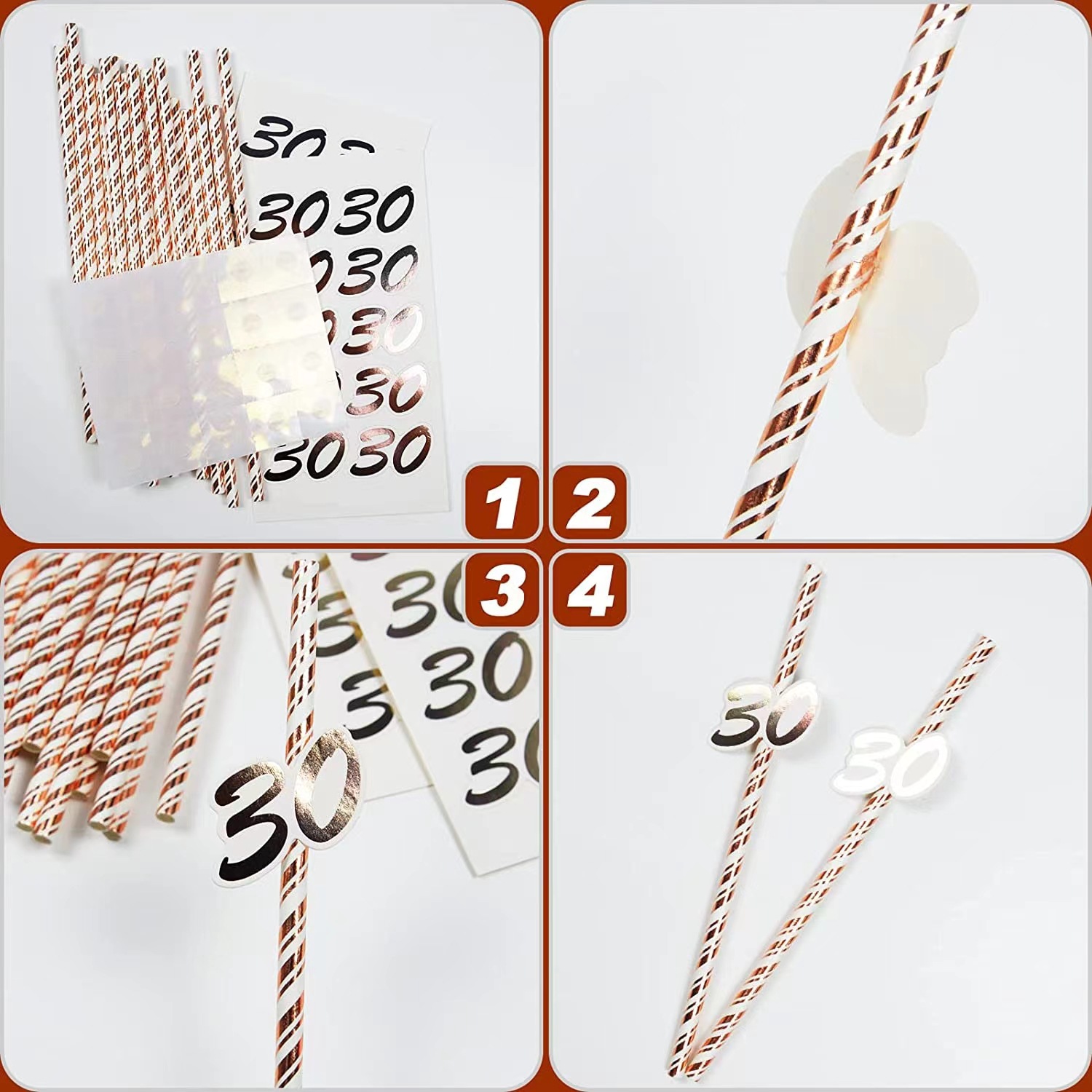 Paja de papel 30 21 40 bronceado tarjeta digital fiesta de cumpleaños paja desechable degradable Internet celebridad paja