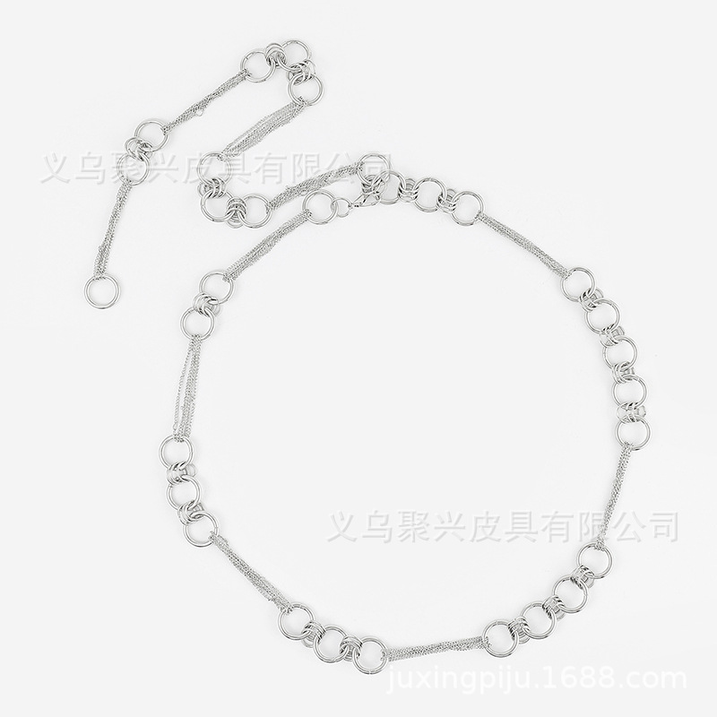 JX023银色圆圈腰链图1