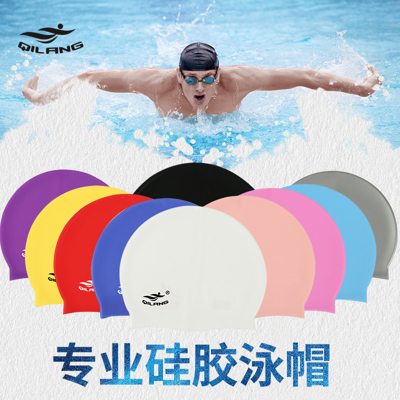 Sombrero de baño para mujeres impermeable protector de orejas no estrangulación profesional hombre cabello largo adulto logotipo de silicona personalizado sombrero de baño para niños