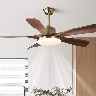Middle ancient fan lamp 2025 new walnut color electric fan integrated lamp frequency conversion big wind restaurant ceiling fan dining table chandelier