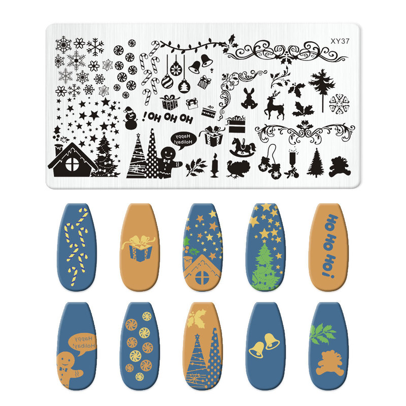 美甲印花钢板爆款雪花圣诞 NailSteelPlate转印指甲模板工具批发|undefined