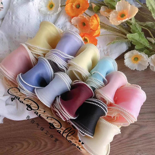Pearl fishtail yarn, flower packaging ribbon, mesh ribbon, bouquet packaging yarn, flower shop material wholesale