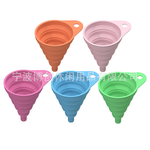 Kitchen Mini Large Small Food Grade Telescopic Creative Portable Foldable Long Neck Silicone Funnel Factory