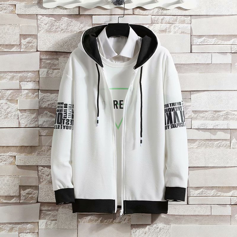 Hombres de manga corta de primavera y verano nueva ropa con capucha estilo coreano de moda SLIM-Fit cremallera abrigo chaqueta casual chaqueta de los hombres