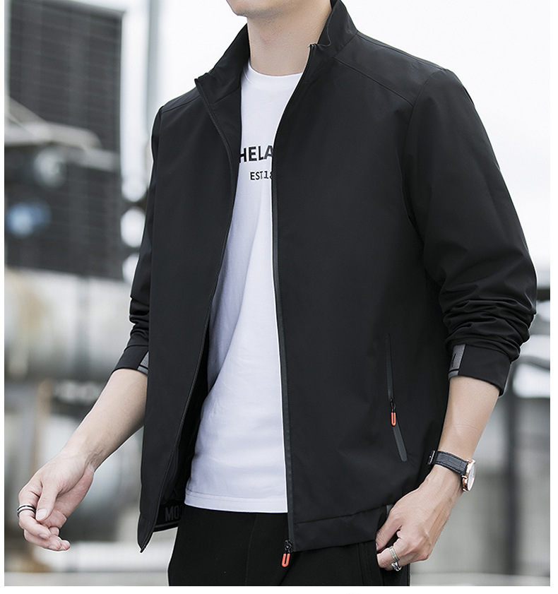 Fashionable Men's Spring And Autumn Jacket With Stand Up Collar_voghion.com