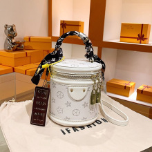 发财桶包包女2025新款网红圆柱形手提水桶包复古时尚高级单肩斜挎