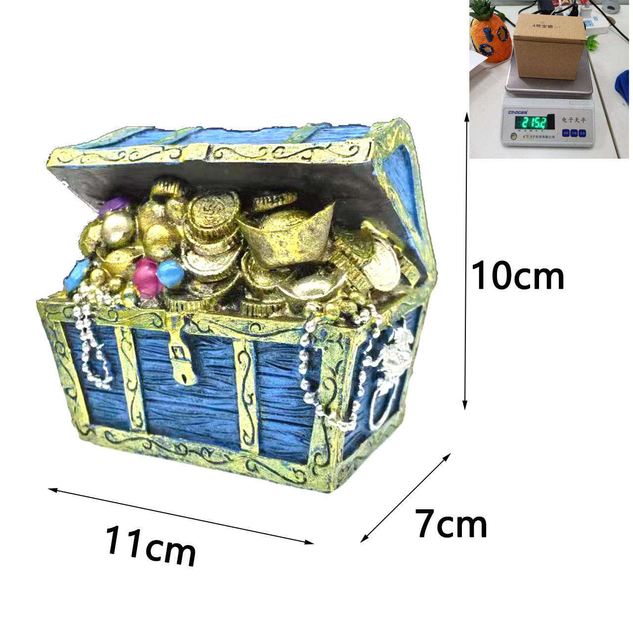 Artesanías decoración tesoro caza Rana personas tesoro caja peces tanque acuario paisaje decoración miniatura paisaje swing resina fregadero fondo