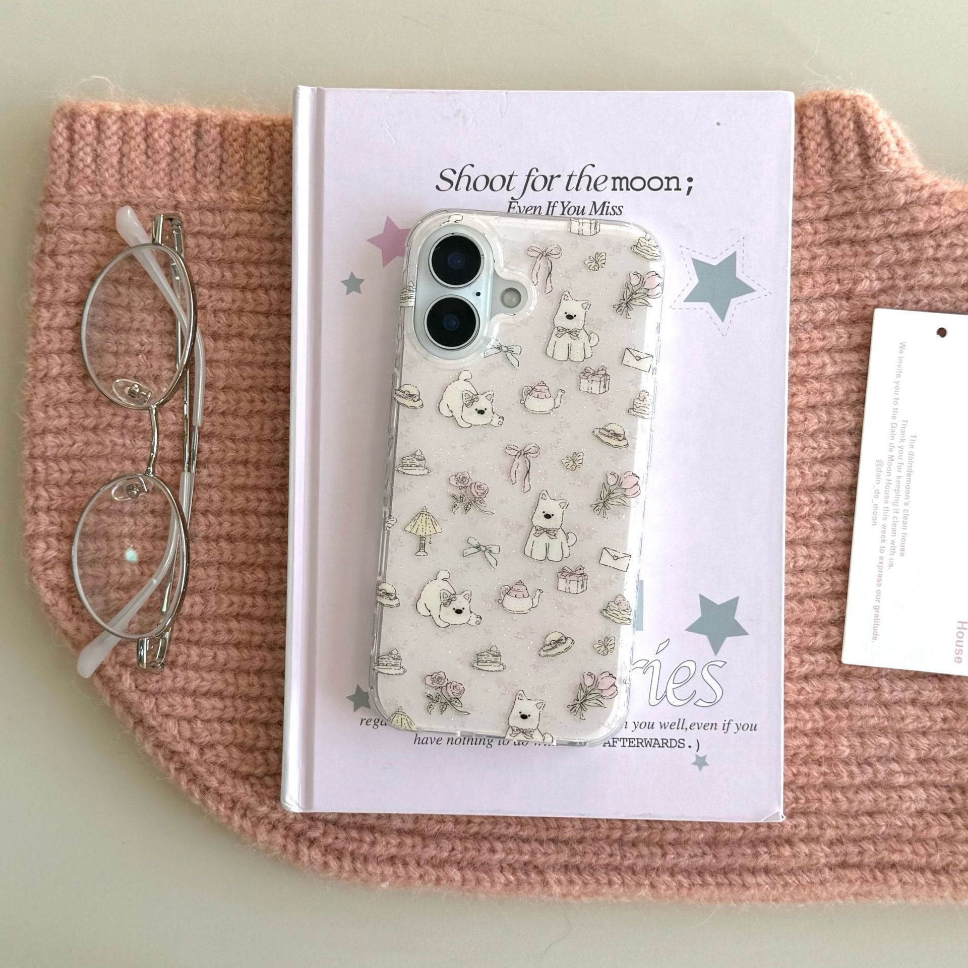 Girl ins brillo lindo West Highland adecuado para soporte 16ProMax iPhone13/14 funda para teléfono móvil 15 nuevo