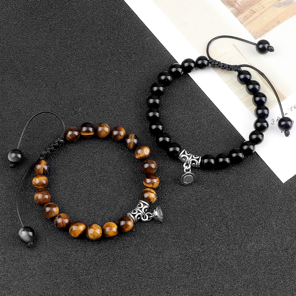 Kreatives gewebtes handgefertigtes Perlenarmband für Paare, runder Magnetschnallen-Saugnapf-Handschmuck für Freundin, weibliches Armband_voghion.com