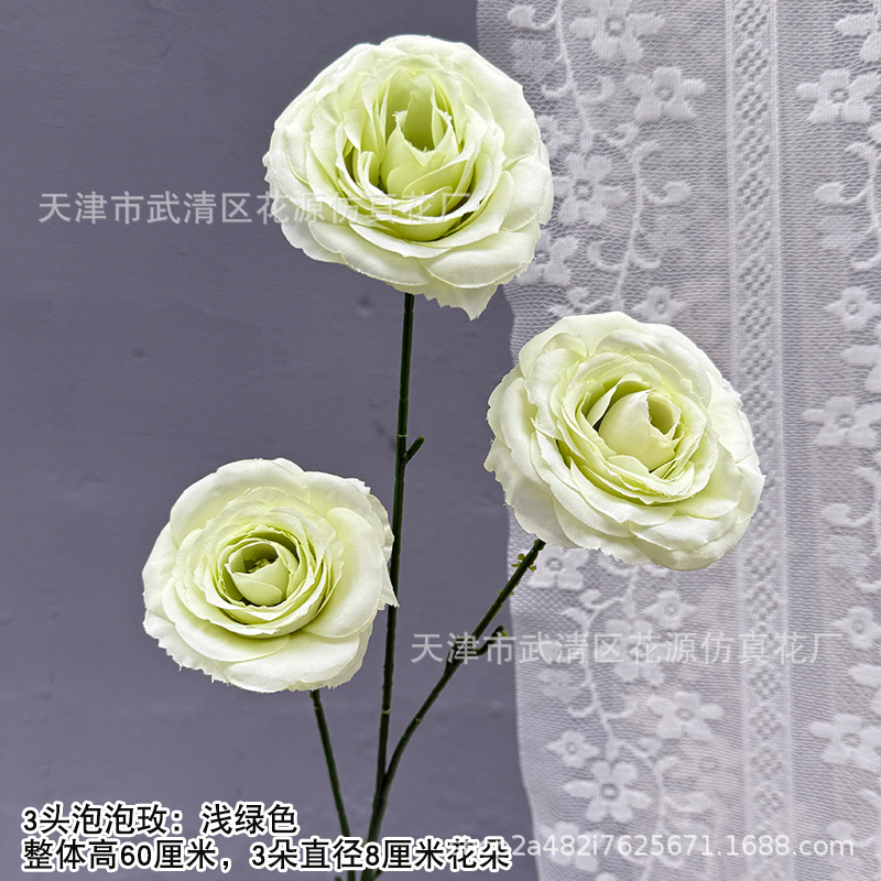 3송이 버블 로즈 – 연한 녹색